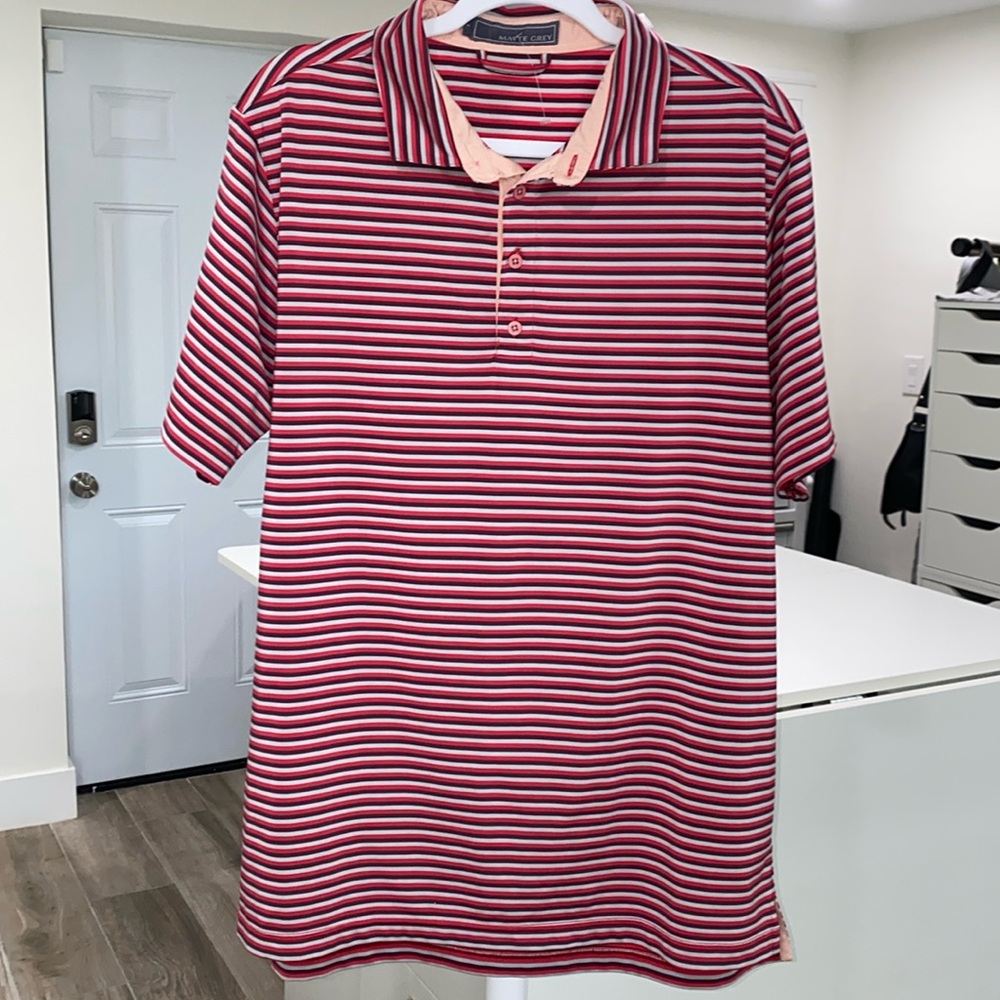 Matte Grey Haus of Golf striped polo large men’s
